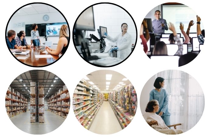 Various business landscape with modern AV systems