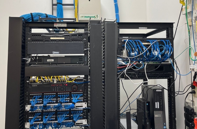 Network wiring hub in a commercial place